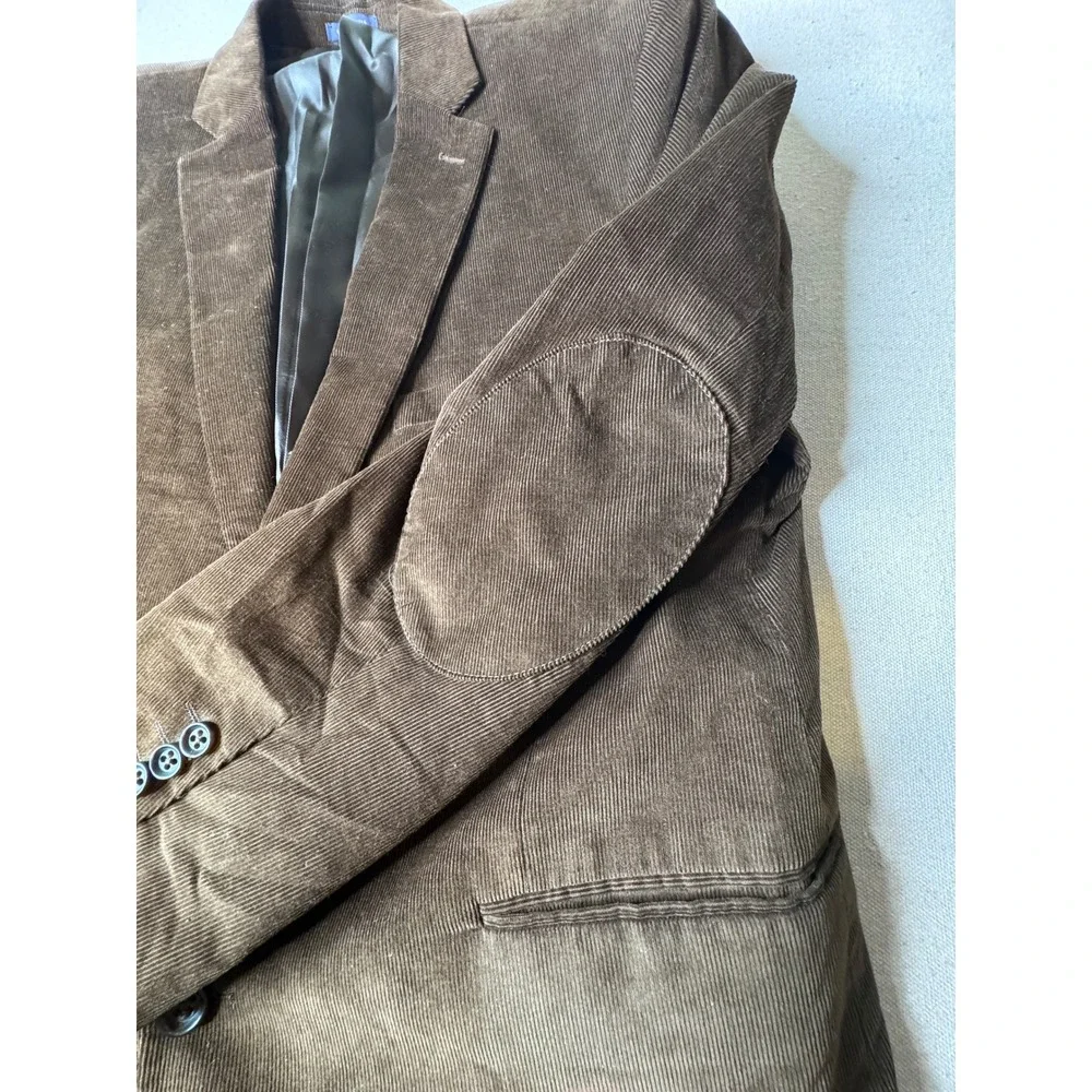 Stafford Signature Mens 48 Reg Brown Corduroy Sport Coat Blazer‎ Elbow Patches